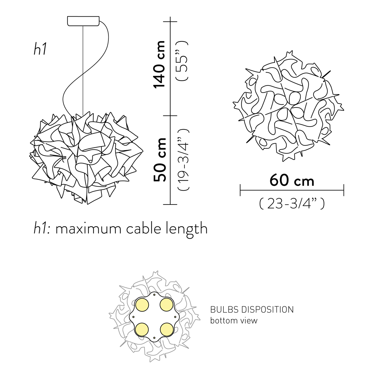 Slamp Veli Large Couture Suspension, Maßzeichnung