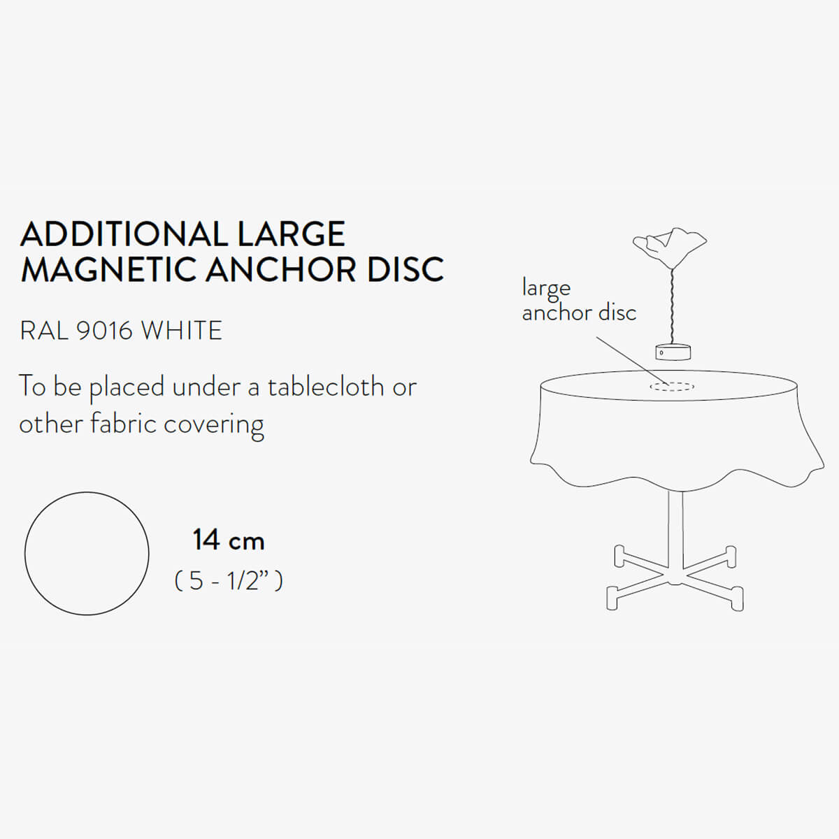 Slamp Magnetische Metallscheibe für LaFleur Battery, Ø: 14 cm, zur Fixierung der Akkuleuchte beispielsweise auf einer Tischdecke