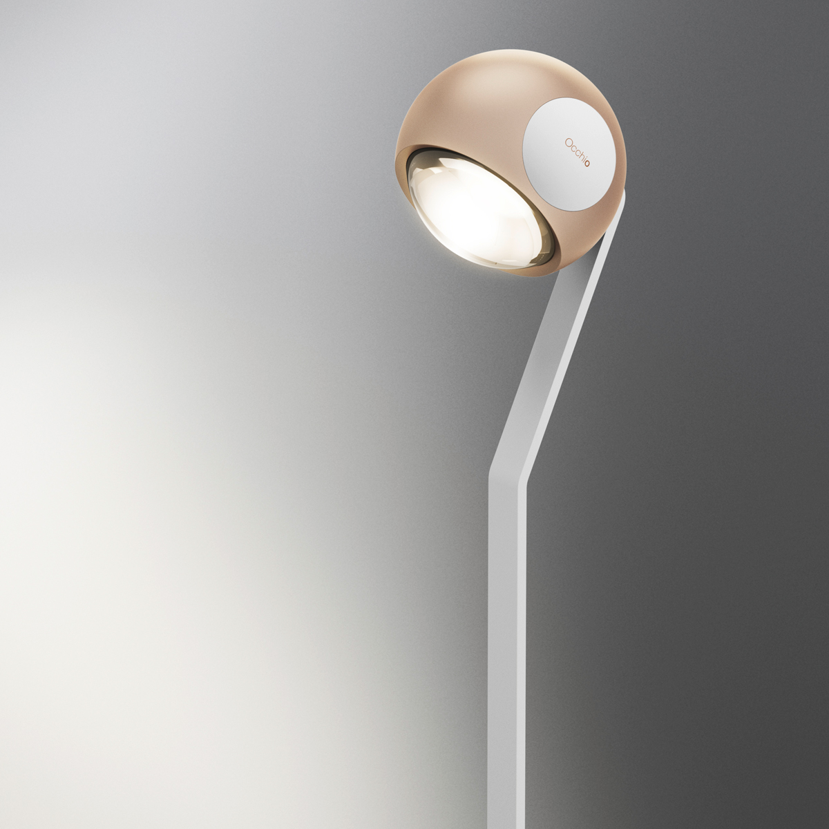 Occhio io 3d lettura C Stehleuchte, weiß matt, Kopf golden matt