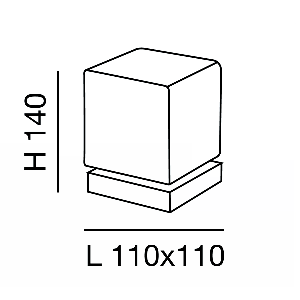Fabas Luce Brenta LED Tischleuchte, Maßzeichnung