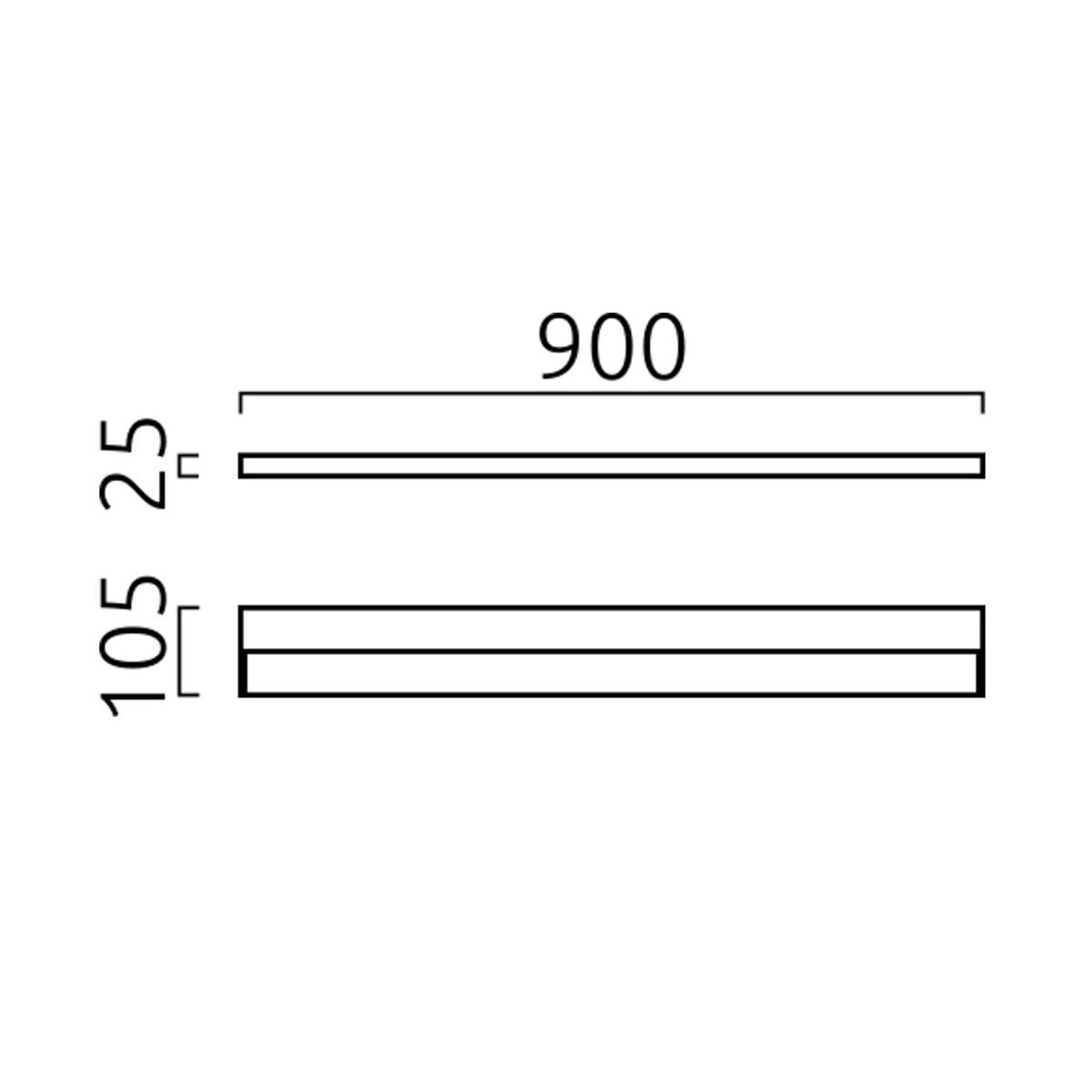 Helestra Slate LED Wand- / Spiegelleuchte, Länge: 90 cm, Maßzeichnung