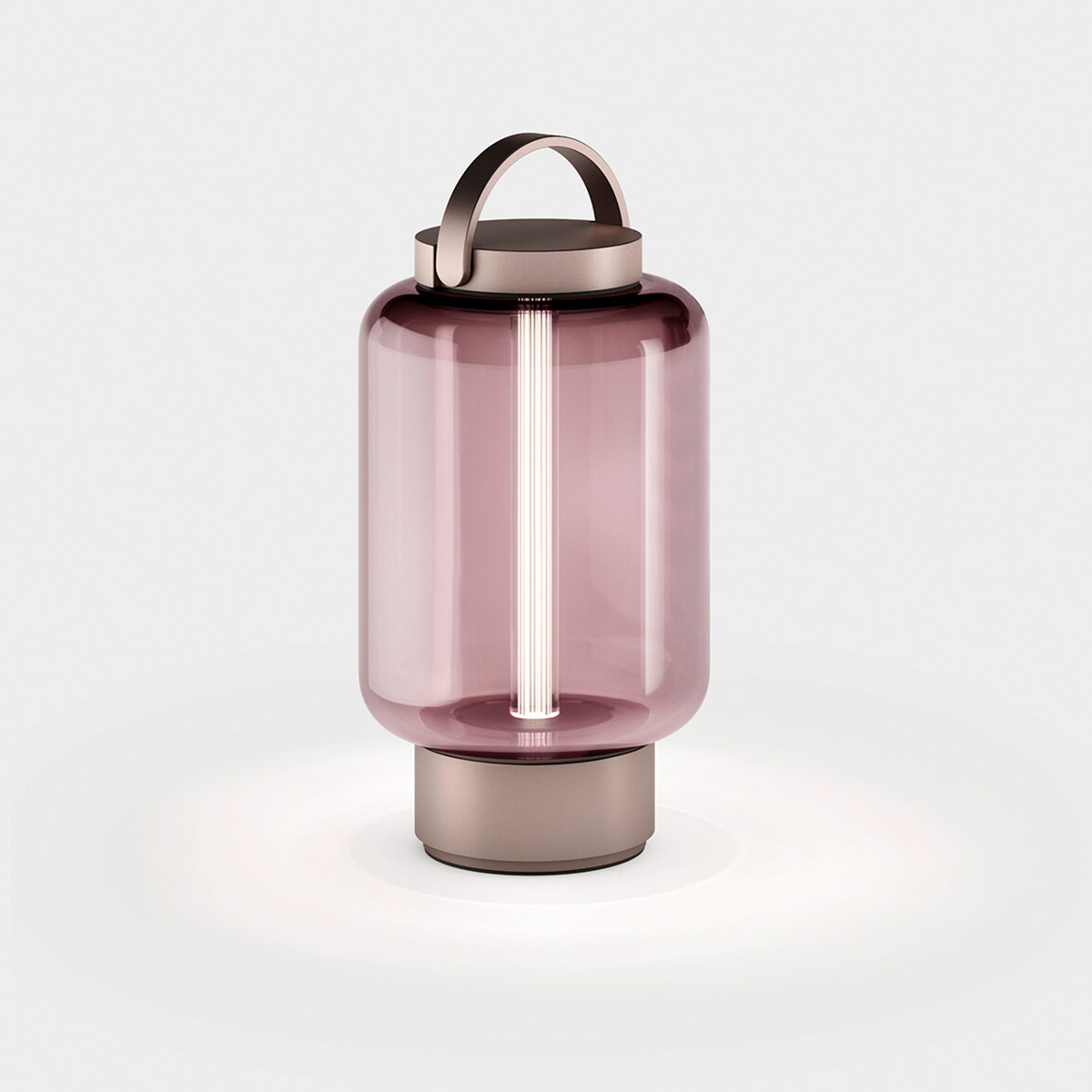 IP44.DE Qu LED Akkuleuchte, bright bronze (Bronze), Glas: Rosé