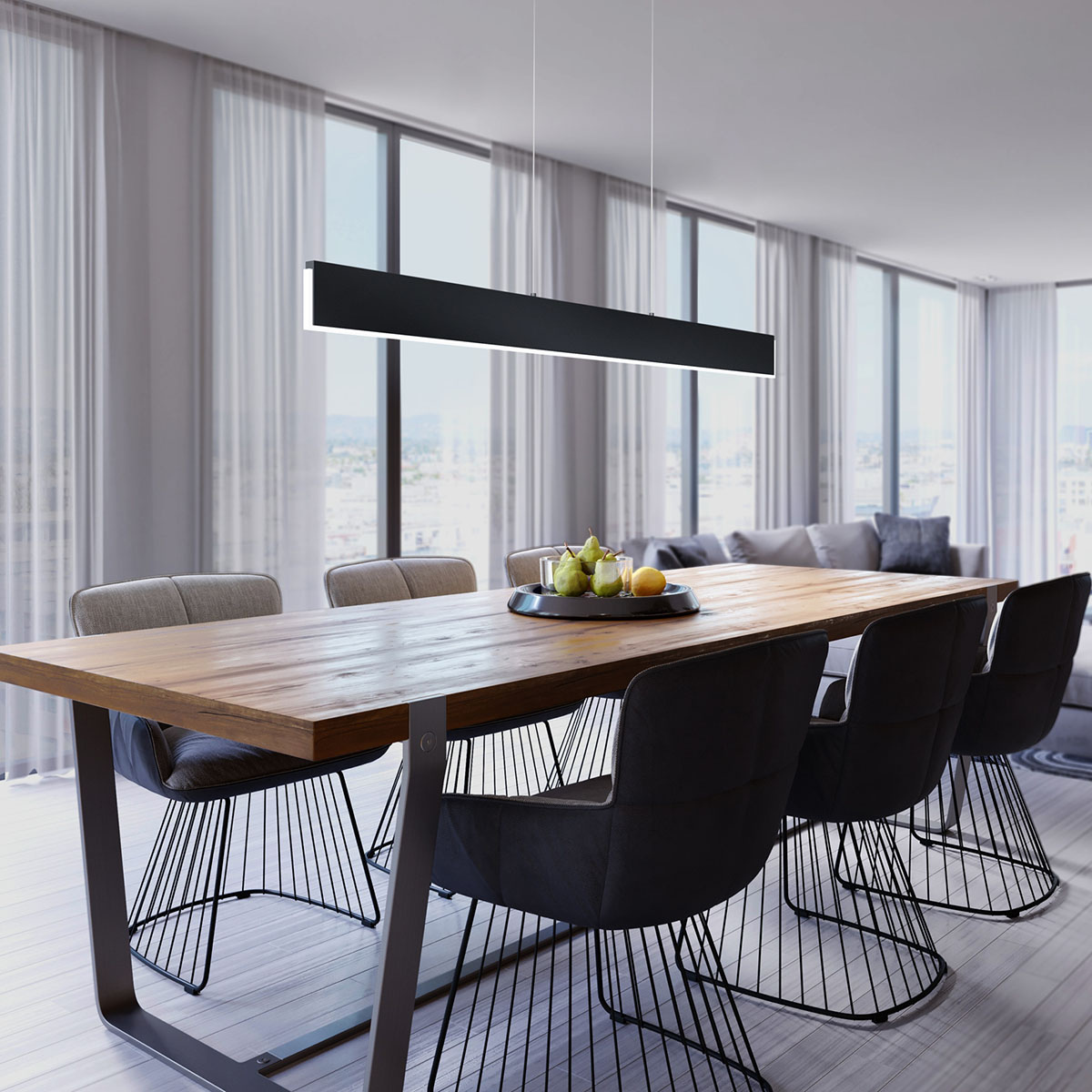 Helestra Nex LED Pendelleuchte mit Casambi-Modul, schwarz matt