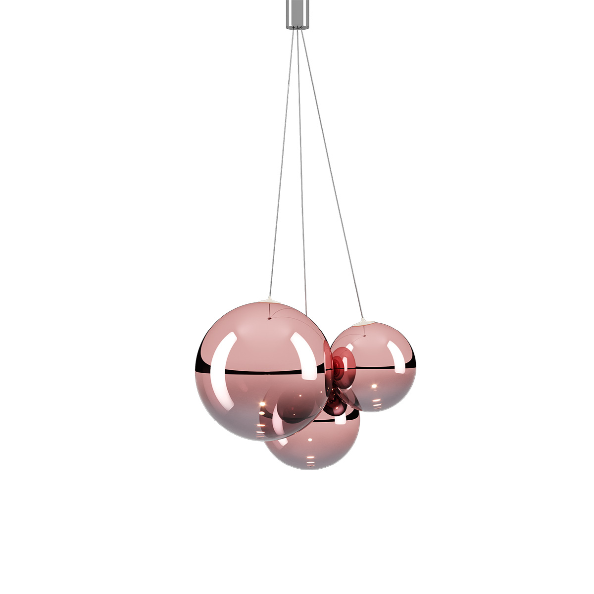 Lodes Random LED Pendelleuchte, 3-flg., Roségold