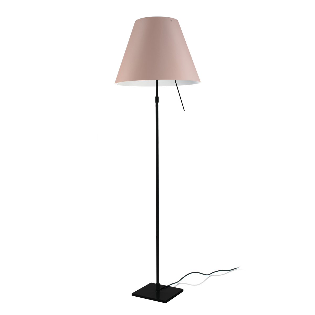 Luceplan Costanza Terra Teleskop mit Touchdimmer, schwarz, Schirm: puder (ausgeschaltet)