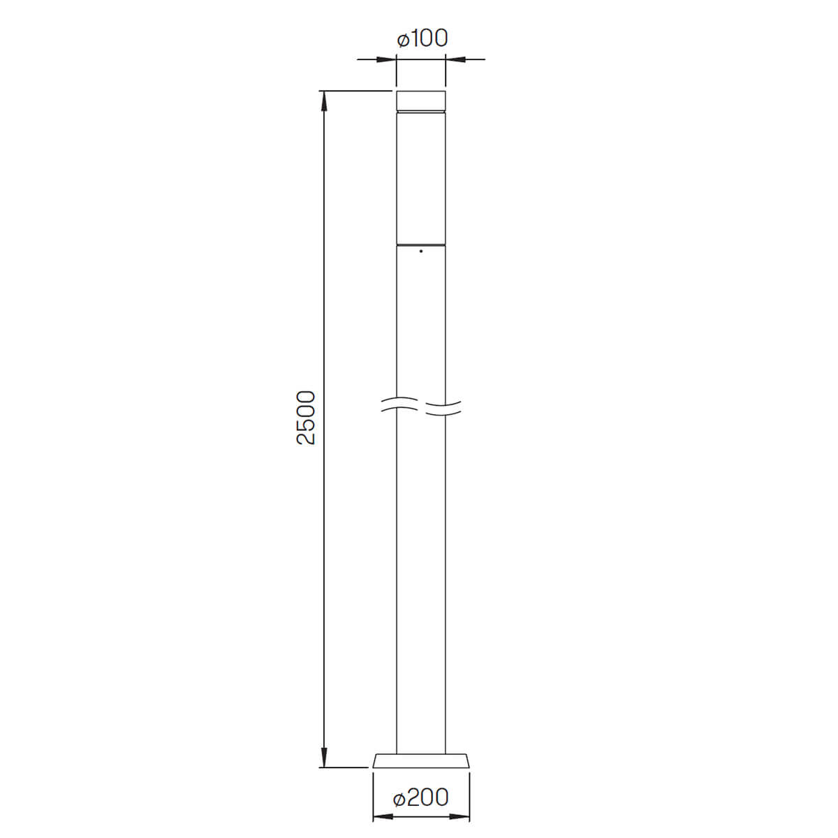 Albert Leuchten 0877 LED Lichtstele & Mastleuchte, Maßzeichnung