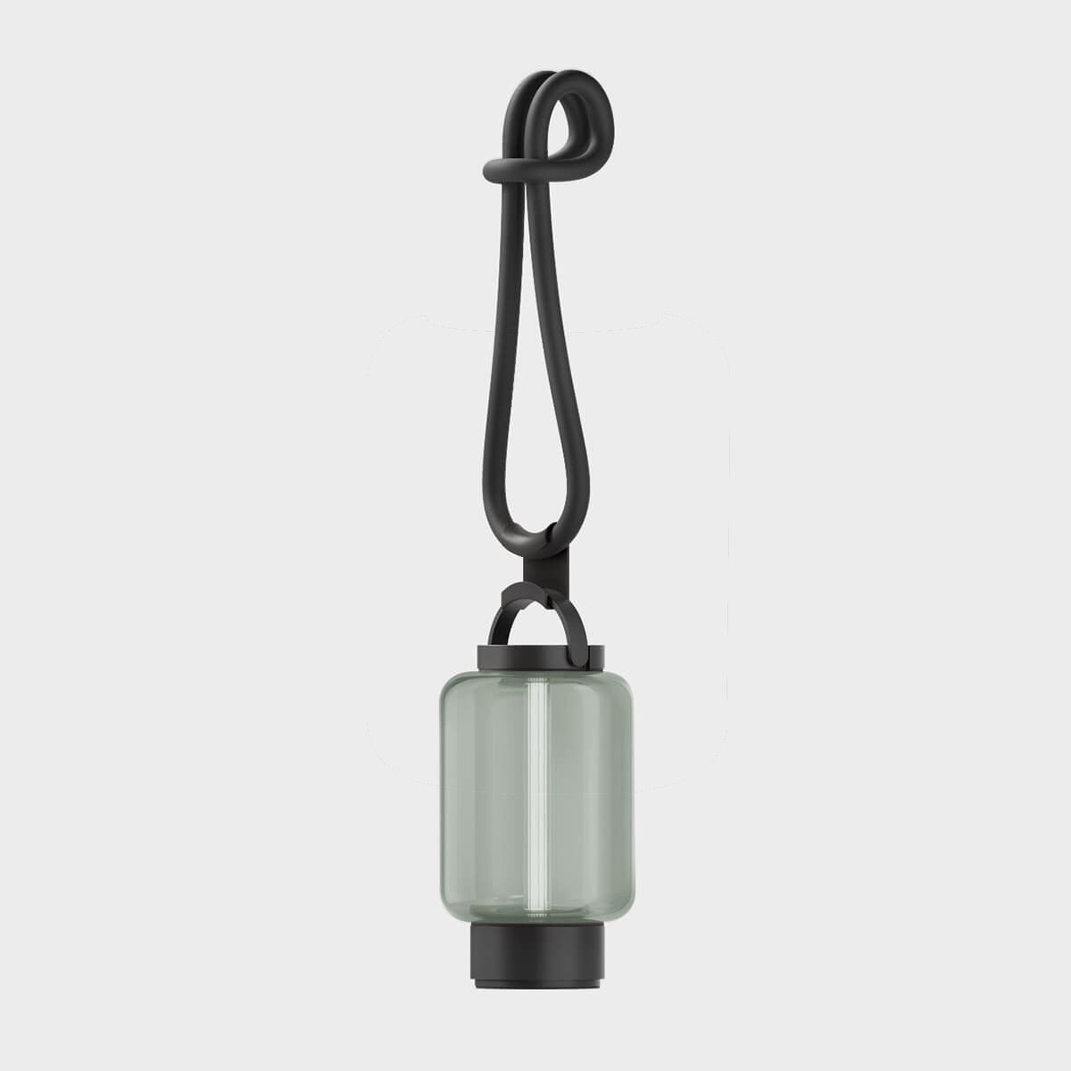 IP44.DE Qu LED Akkuleuchte mit Rope Aufhängung, jet black (schwarz), Glas: Jade
