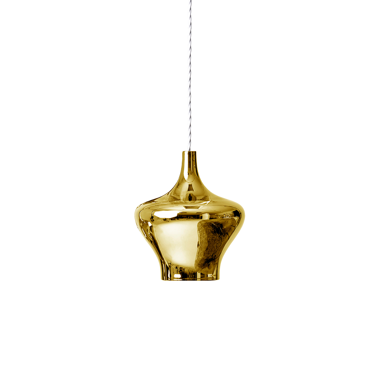 Lodes Nostalgia Glas Medium LED Pendelleuchte, Chrom - Gold, Bild eines einzelnen Pendels