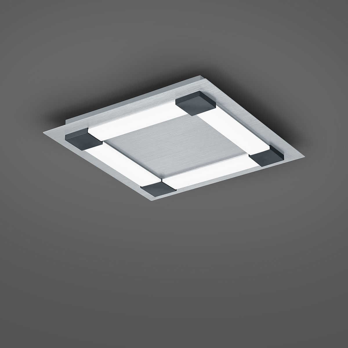 Bopp Plus Plain LED Deckenleuchte, mit ZigBee, 48 x 48 cm, anthrazit / Alu geschliffen