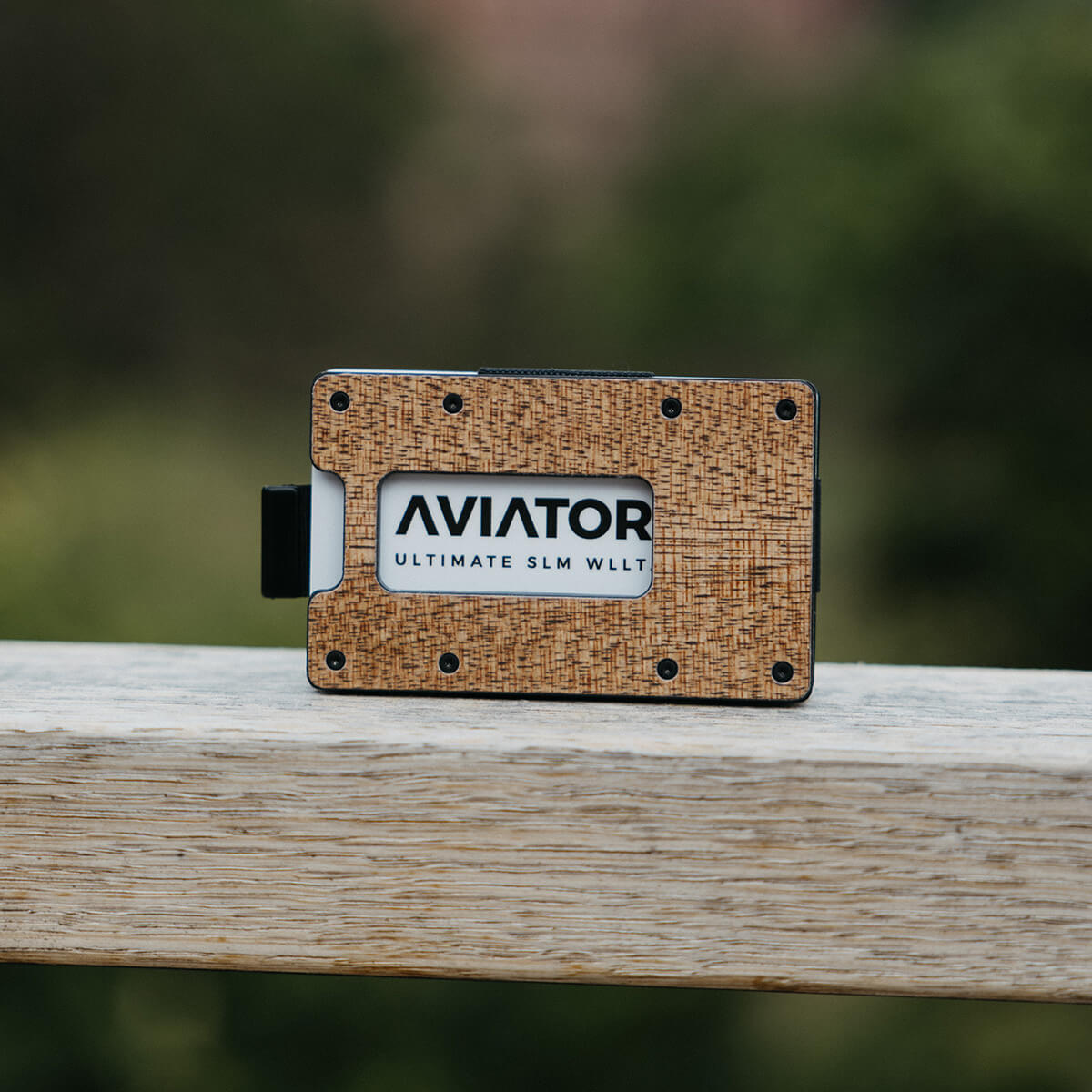 Aviator Wallet Wood x Carbon Fiber Slide Slim Wallet Geldbörse, Carbon / Holz laminiert