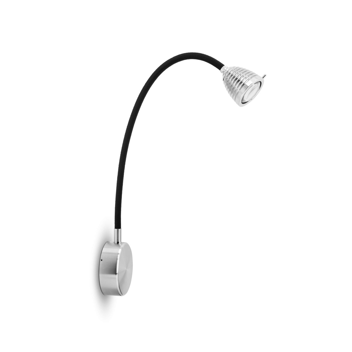Less'n'more Athene LED Wandleuchte, Flexwelle: lang, Textil schwarz
