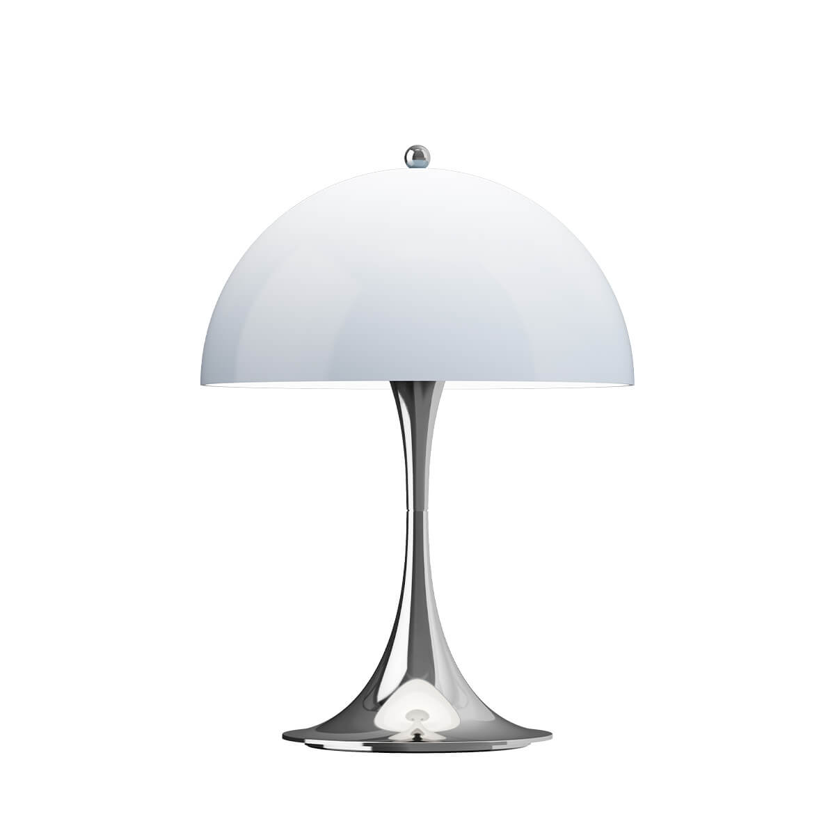 Louis Poulsen Panthella 250 Portable V3 LED Akkuleuchte, opal grau / Chrom – Design by Verner Panton