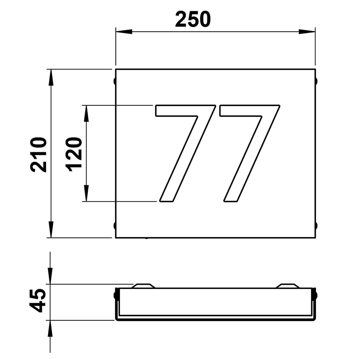 Albert Leuchten 696012 LED Hausnummernleuchte, Maßzeichnung