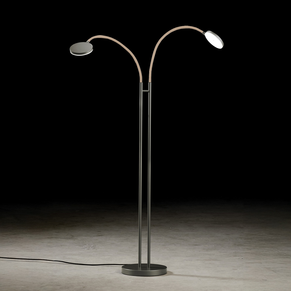 Holtkötter Flex Twin LED Stehleuchte, Platin / Sand