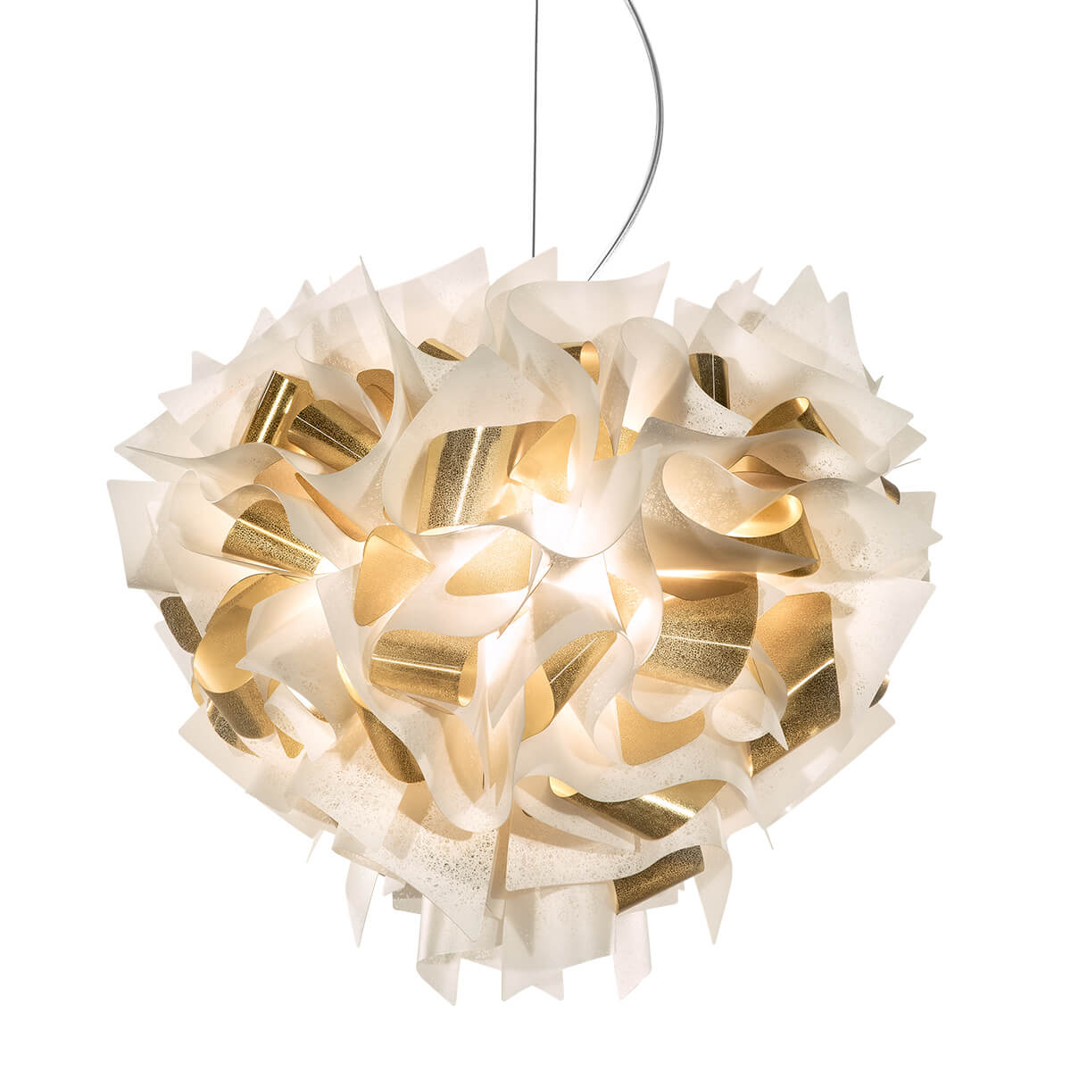 Slamp Veli Aurea Suspension Large, Kabel: transparent, weiß / Gold