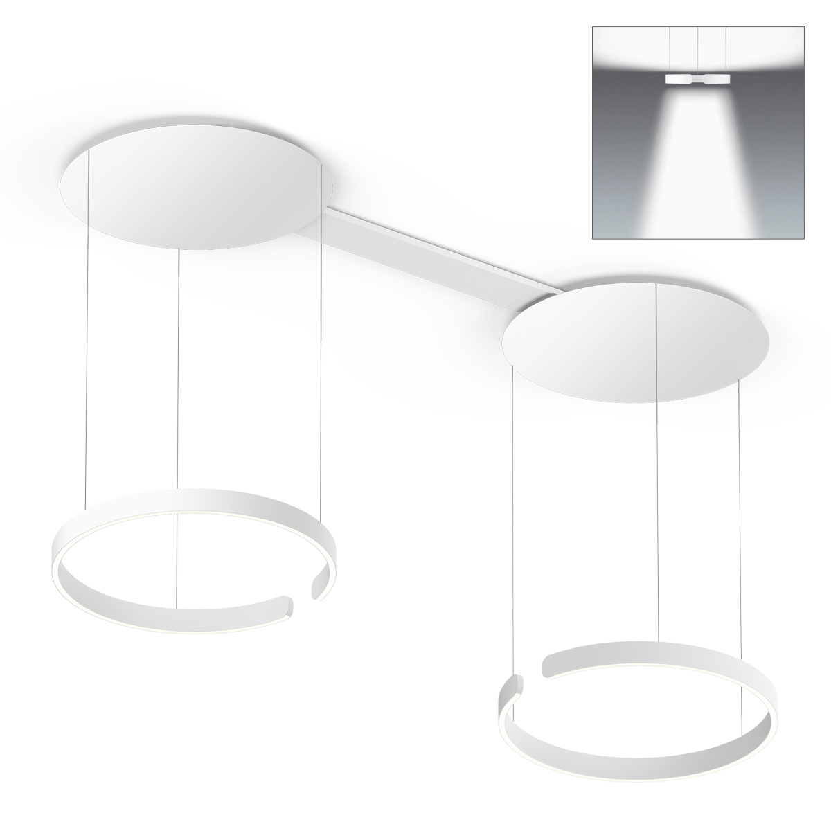 Occhio Mito sospeso due 60 var narrow LED Pendelleuchte, variabel, weiß matt