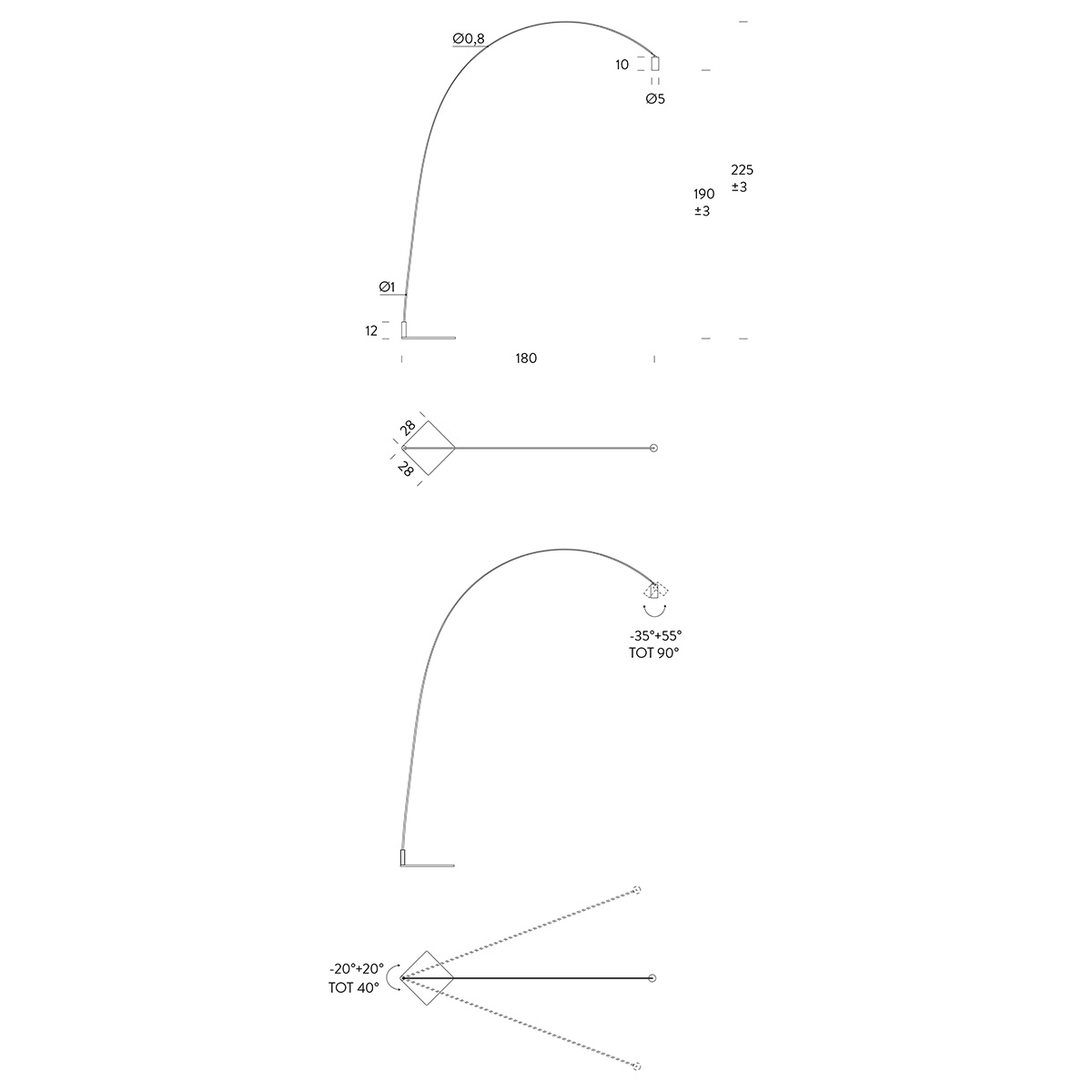 Nemo Fox LED Terra, Maßzeichnung