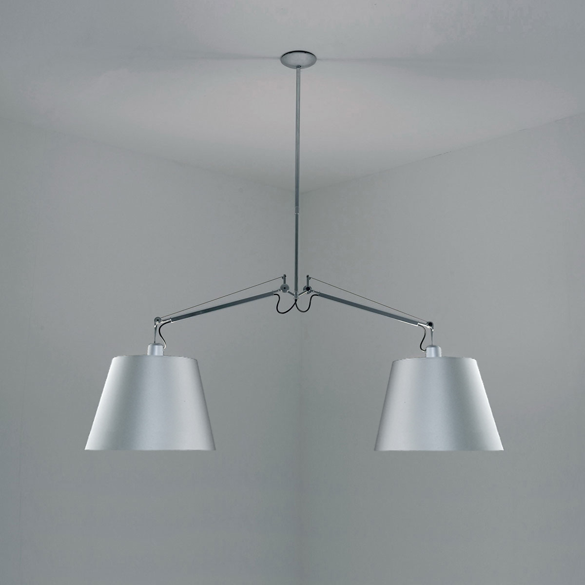 Artemide Tolomeo Sospensione Due Bracci, Seidensatin, Schirm Ø 42cm