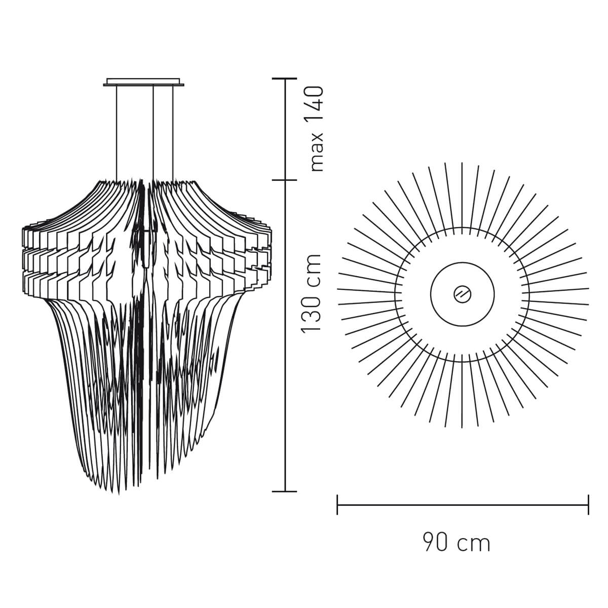 Slamp Aria Suspension XL, Maßzeichnung