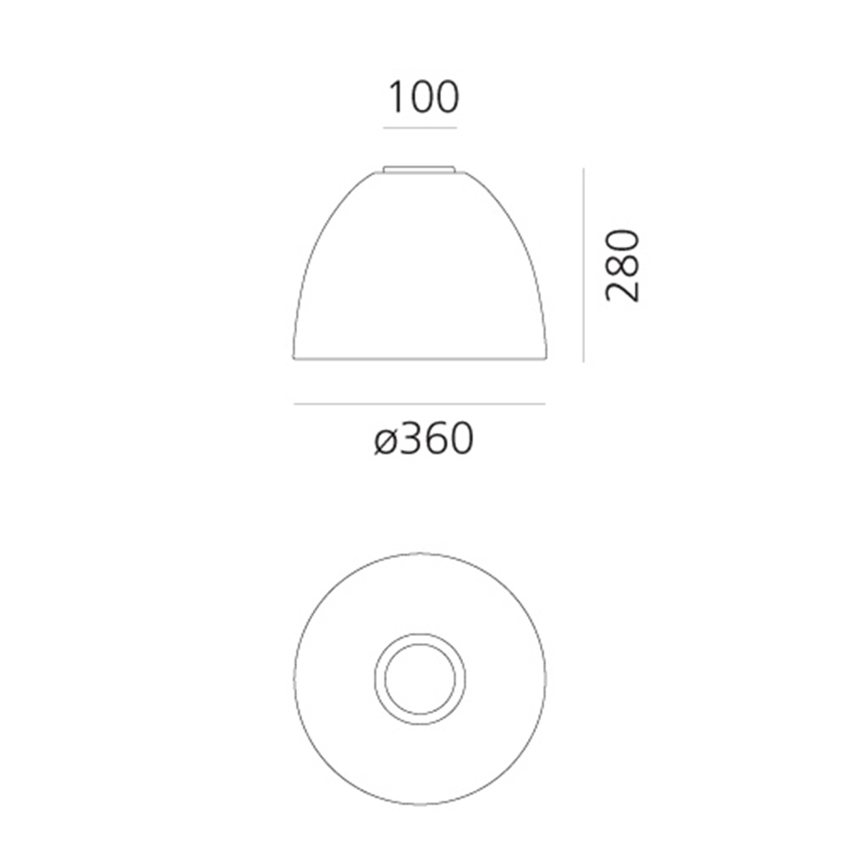 Artemide Nur Mini Soffitto, Maßzeichnung