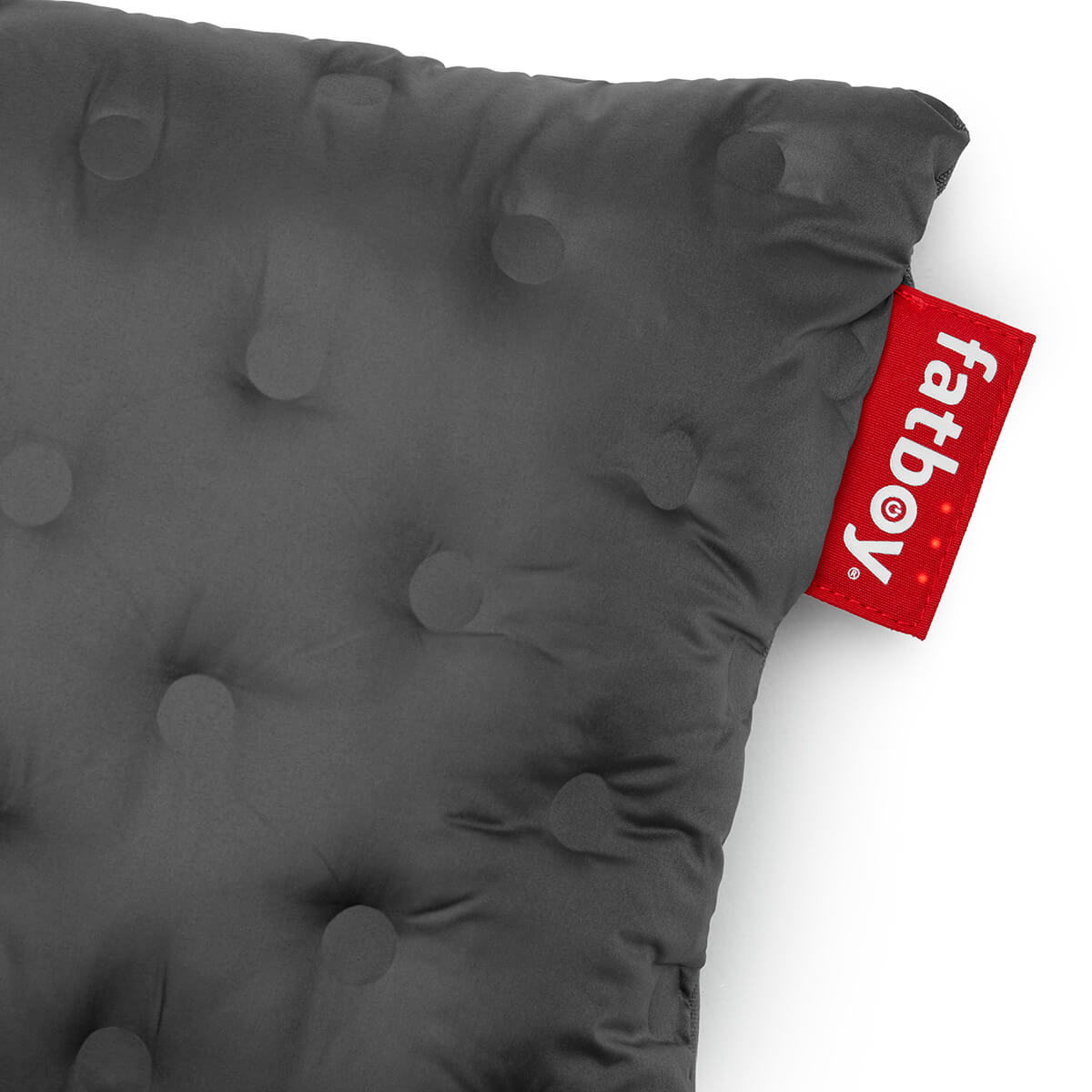Fatboy Hotspot Pillow Quadro Heizkissen, cool grey (dunkelgrau), Ein-/Ausschalter und Batterieanzeige im Fatboy-Logo integriert