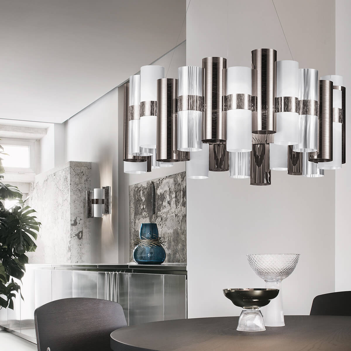 Slamp La Lollo LED Suspension Large, pewter (Zinn/weiß)