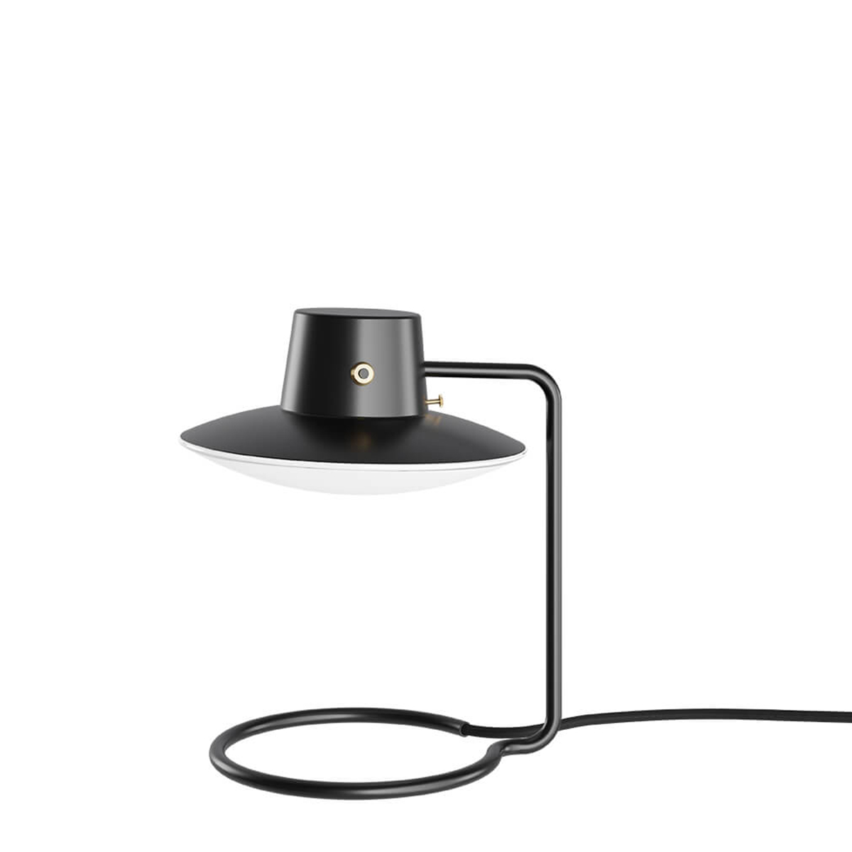 Louis Poulsen AJ Oxford Mini Tischleuchte, Metall schwarz / Opalglas (ausgeschaltet)