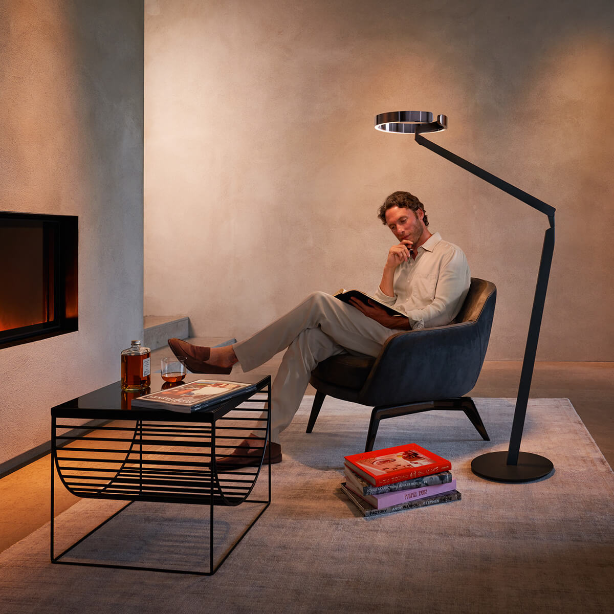 Occhio Gioia lettura "air" LED Leseleuchte, schwarz matt, Kopf: phantom