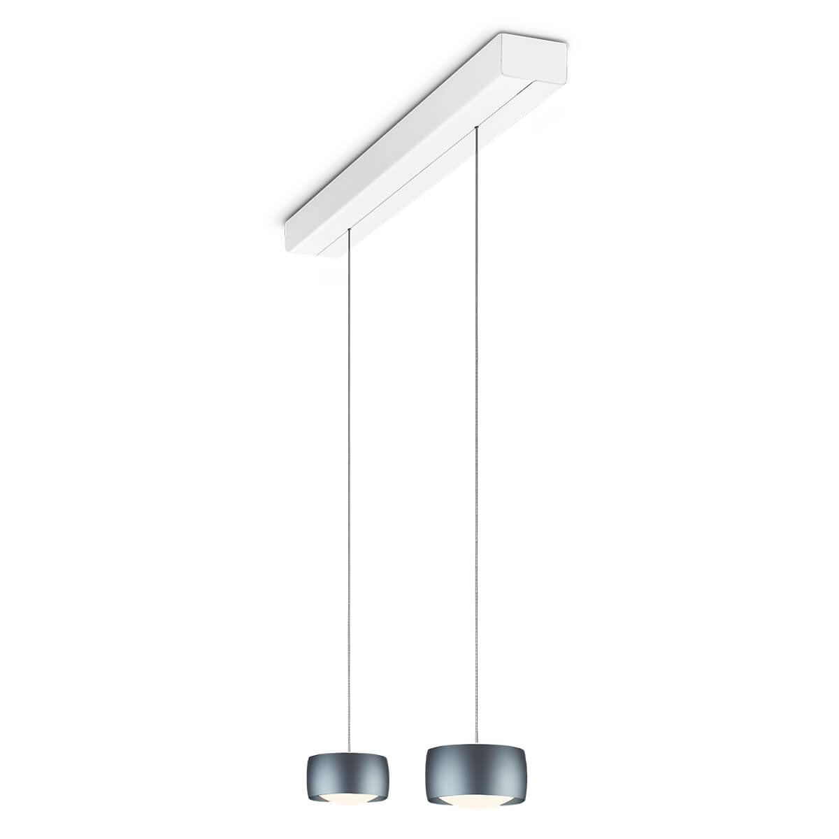 Oligo Grace LED Pendelleuchte, 2-flg., TW, unsichtbare Höhenverstellung, Baldachin: weiß matt, Basalt