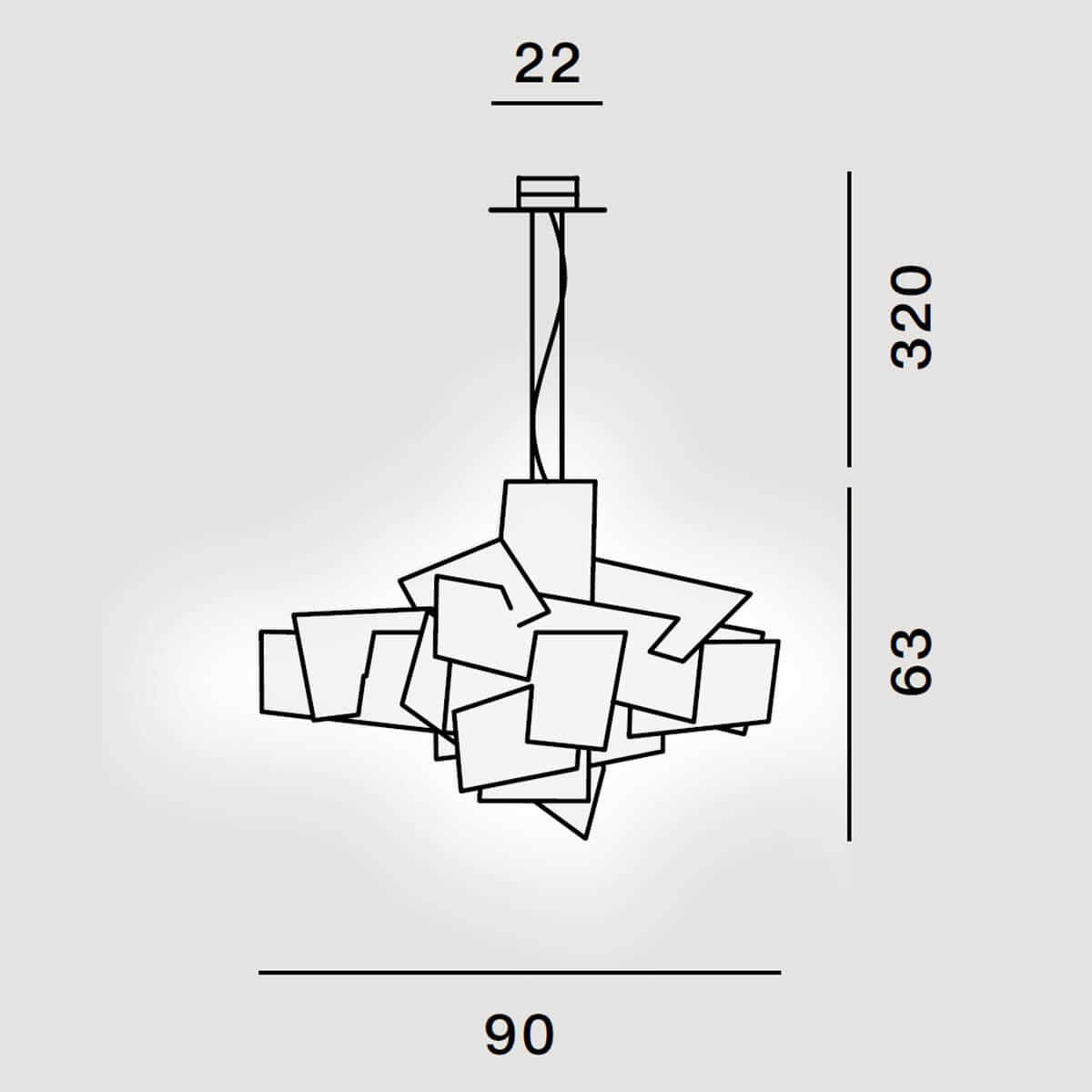 Foscarini Big Bang LED Sospensione, Maßzeichnung