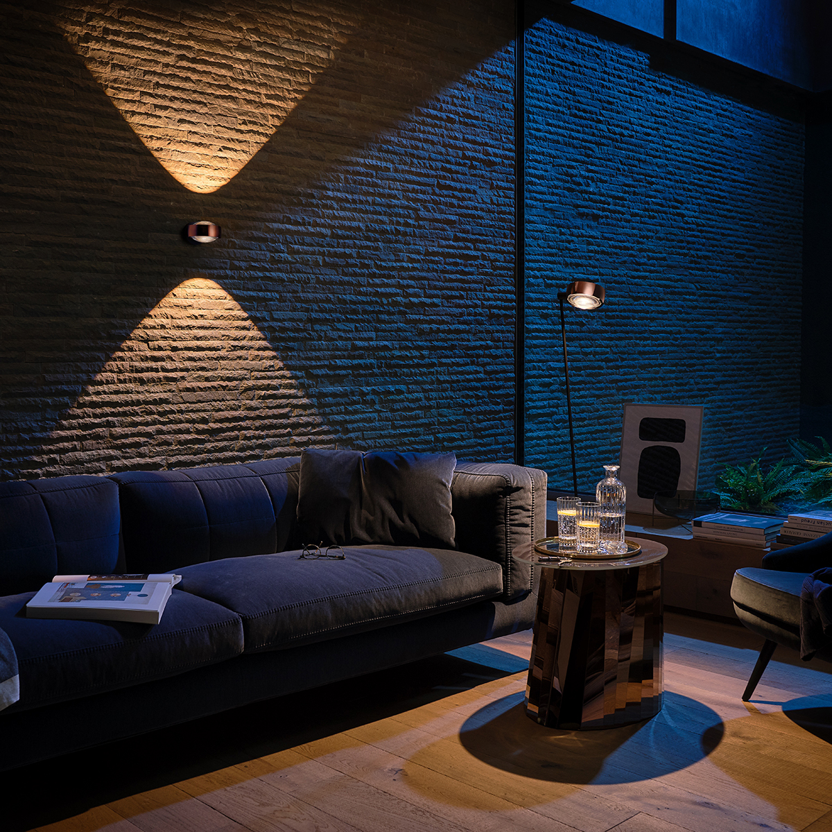 Occhio Sento C lettura "air" LED Leseleuchte, 125 cm, 2700 K, Ausrichtung: links vom Objekt, Roségold / schwarz matt