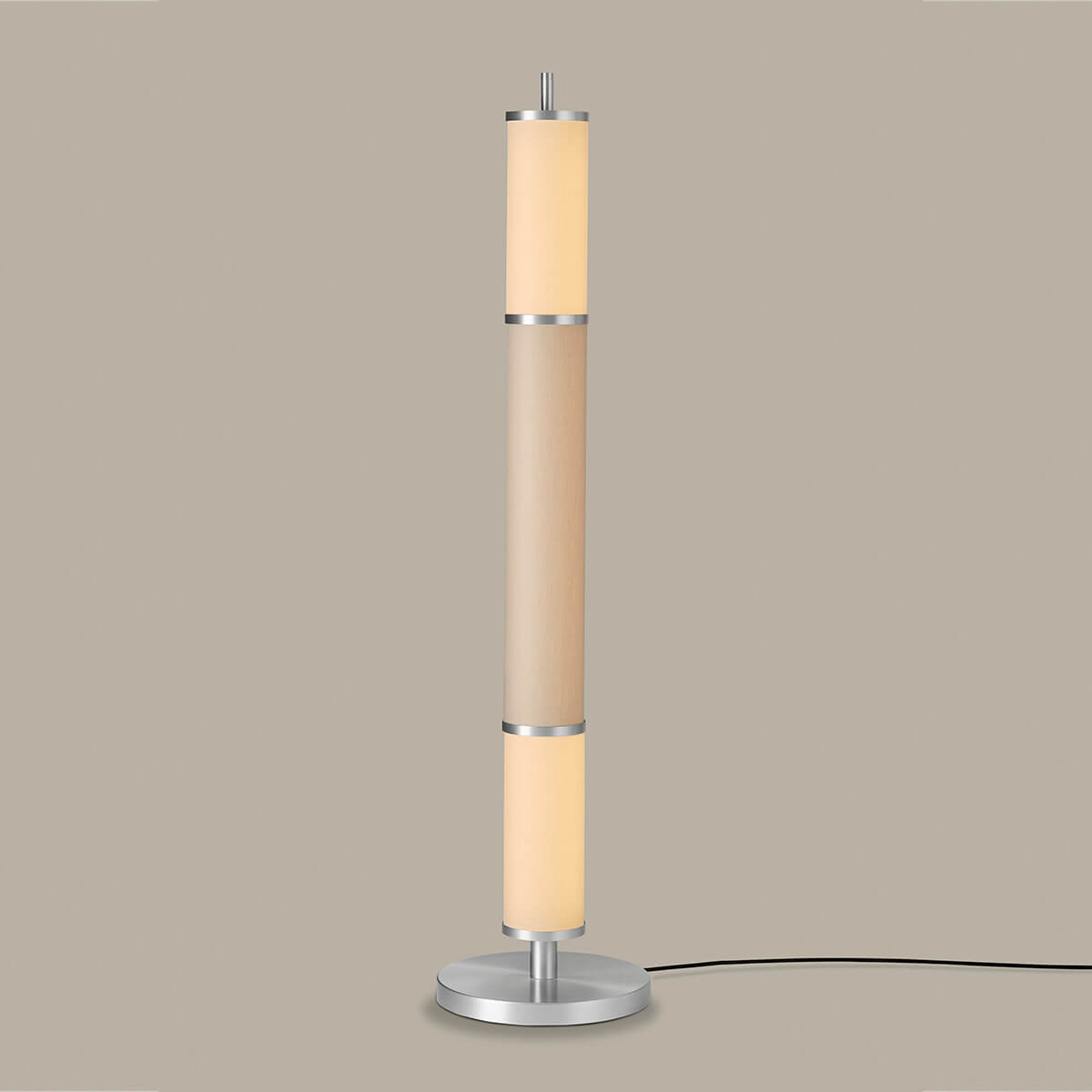 Holtkötter Fidelio LED Stehleuchte, Aluminium matt, 2 x Opalglas matt / 1 x Chintz: taupe