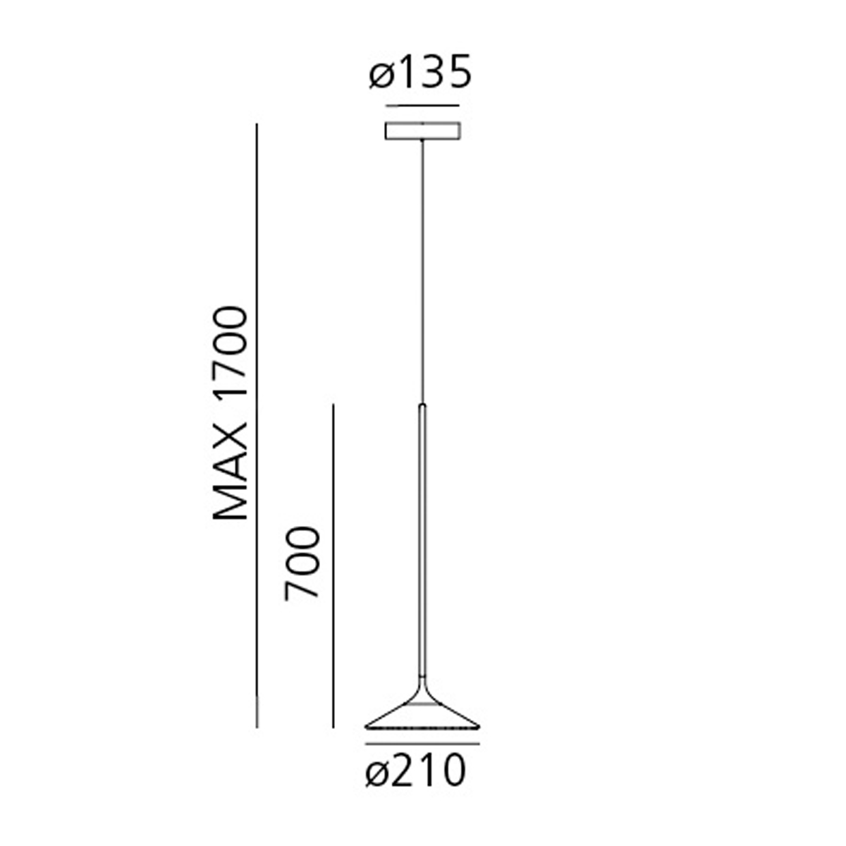 Artemide Orsa LED Sospensione, Ø: 21 cm, Maßzeichnung