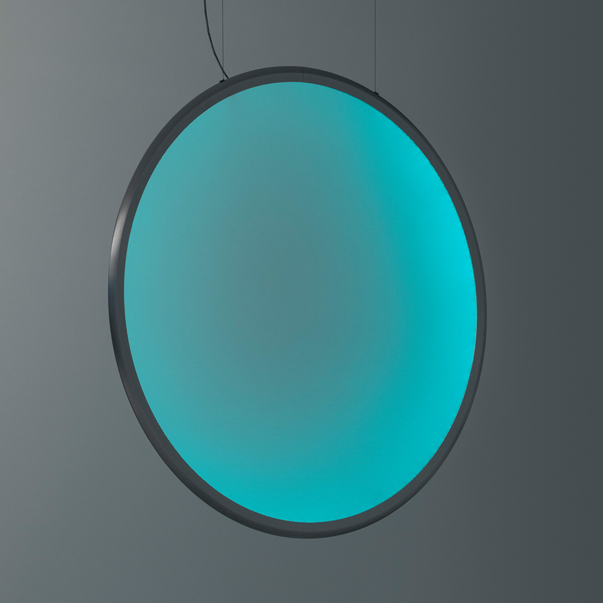 Artemide Discovery Vertical 100 RGBW LED Sospensione, Aluminium satiniert (Lichtfarbe blau)