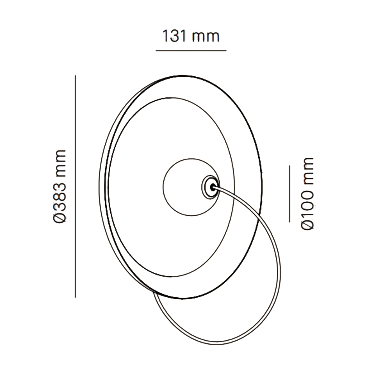 Milan Wire Wandleuchte, Ø: 38,3 cm, Maßzeichnung