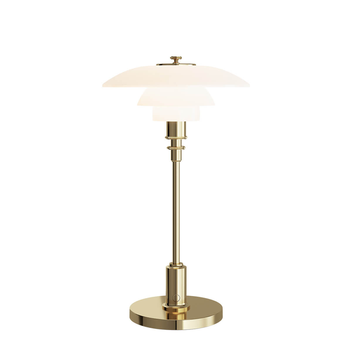Louis Poulsen PH 2/1 Portable LED Akkuleuchte, Messing metallisiert (eingeschaltet)
