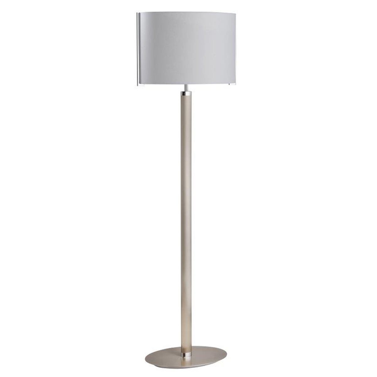 B+M Leuchten Stripe Stehleuchte, Nickel matt / Chrom, Schirm: Chintz grau