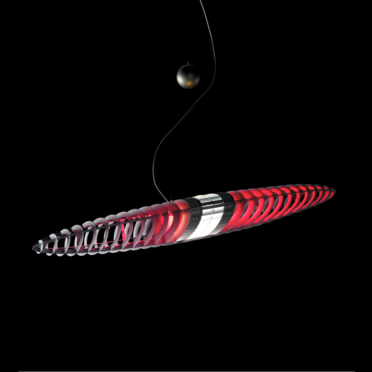 Luceplan Titania Sospensione, Aluminium, Farbfilter rot