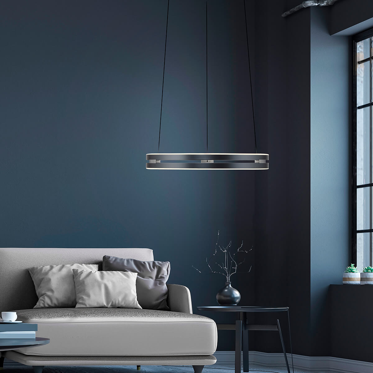 PURE E-Loop LED Pendelleuchte mit e-LIFT und CCT