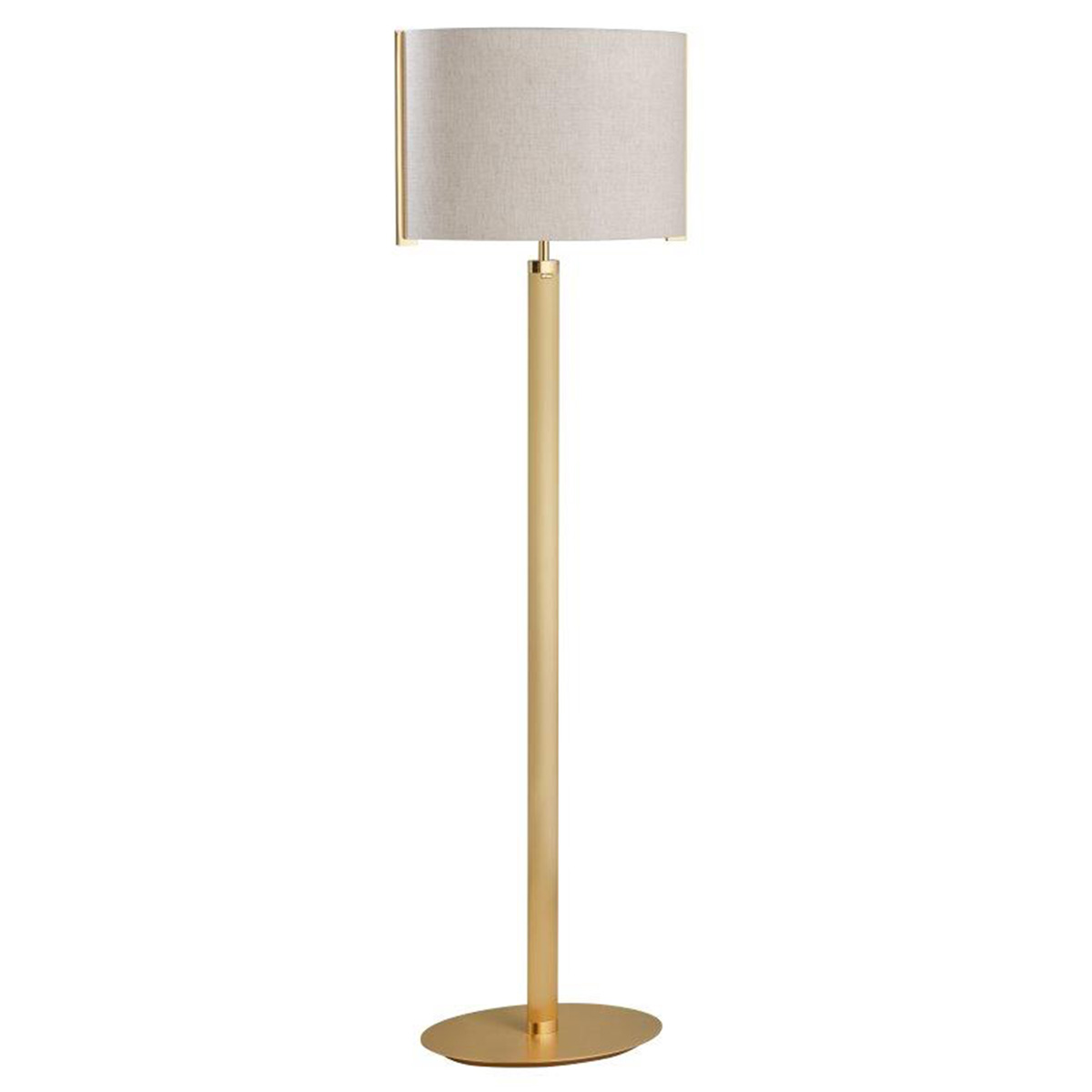 B+M Leuchten Stripe Stehleuchte, Messing matt / poliert, Schirm: Leinen natur
