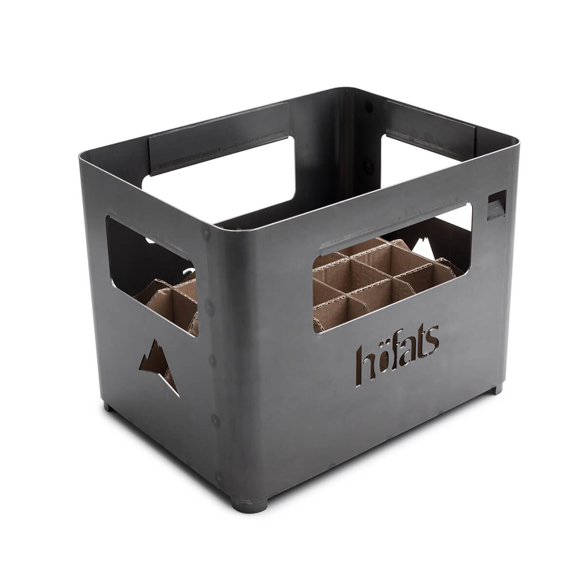 Höfats Beer Box Feuerkorb, Grill & Hocker, Corten-Stahl, mit Karton-Inlay (inbegriffen) Beer Box Feuerkorb, Grill & Hocker