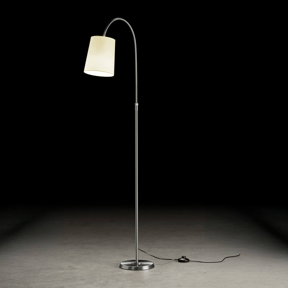 Holtkötter Boyleuchte Bogenleuchte, Schirm Ø: 16 cm, Nickel matt, Chintz champagner