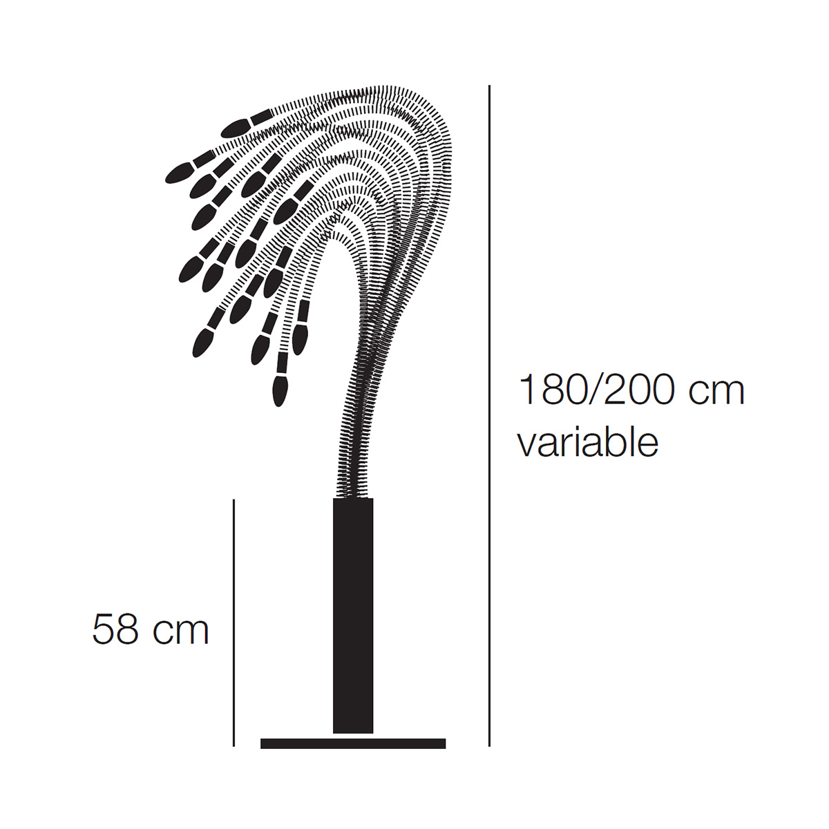 Catellani & Smith Sottovento 15 Stehleuchte, Maßzeichnung