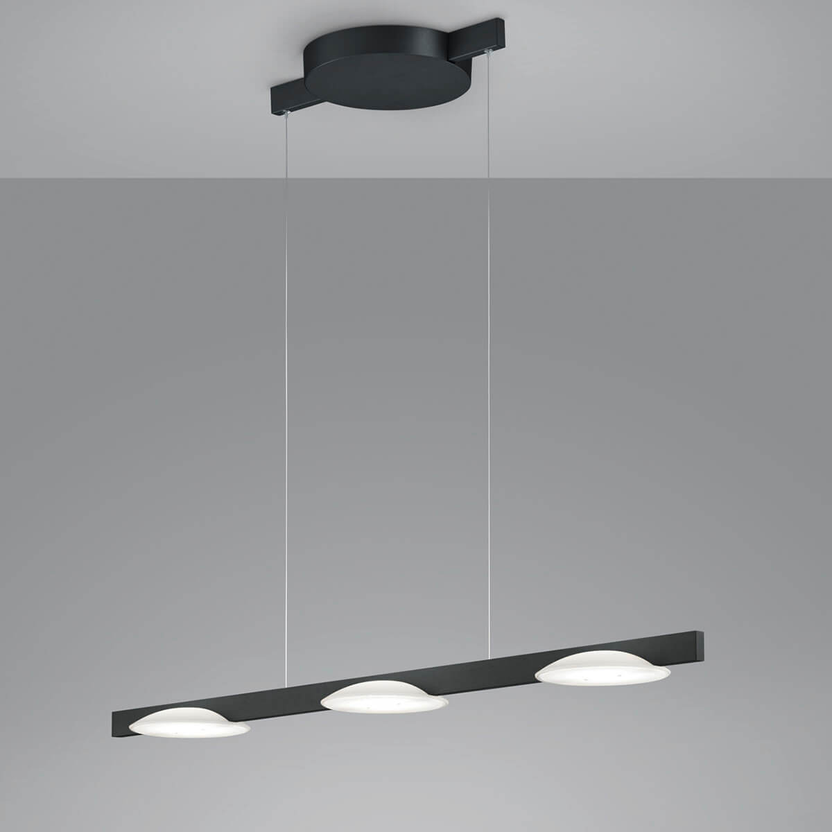 Helestra Pole LED Pendelleuchte, mit Casambi-Modul, 3-flg., schwarz matt