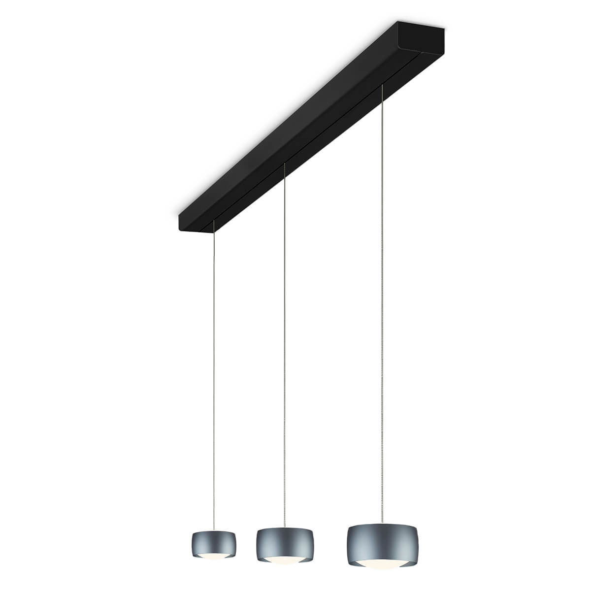 Oligo Grace LED Pendelleuchte, 3-flg., TW, unsichtbare Höhenverstellung, Baldachin: schwarz, Basalt