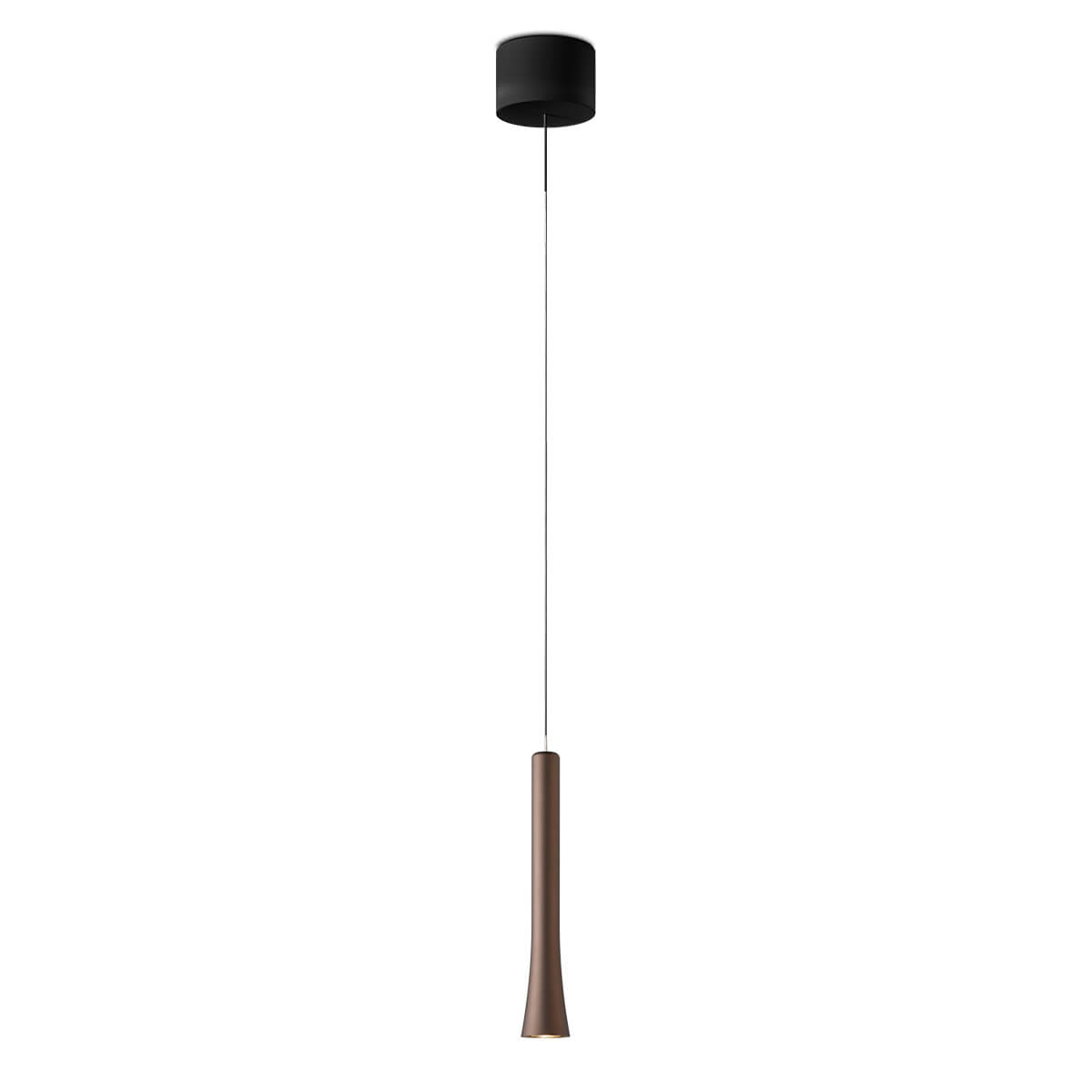Oligo Rio LED Pendelleuchte, unsichtbare Höhenverstellung, Brazilian brown, Baldachin: schwarz matt