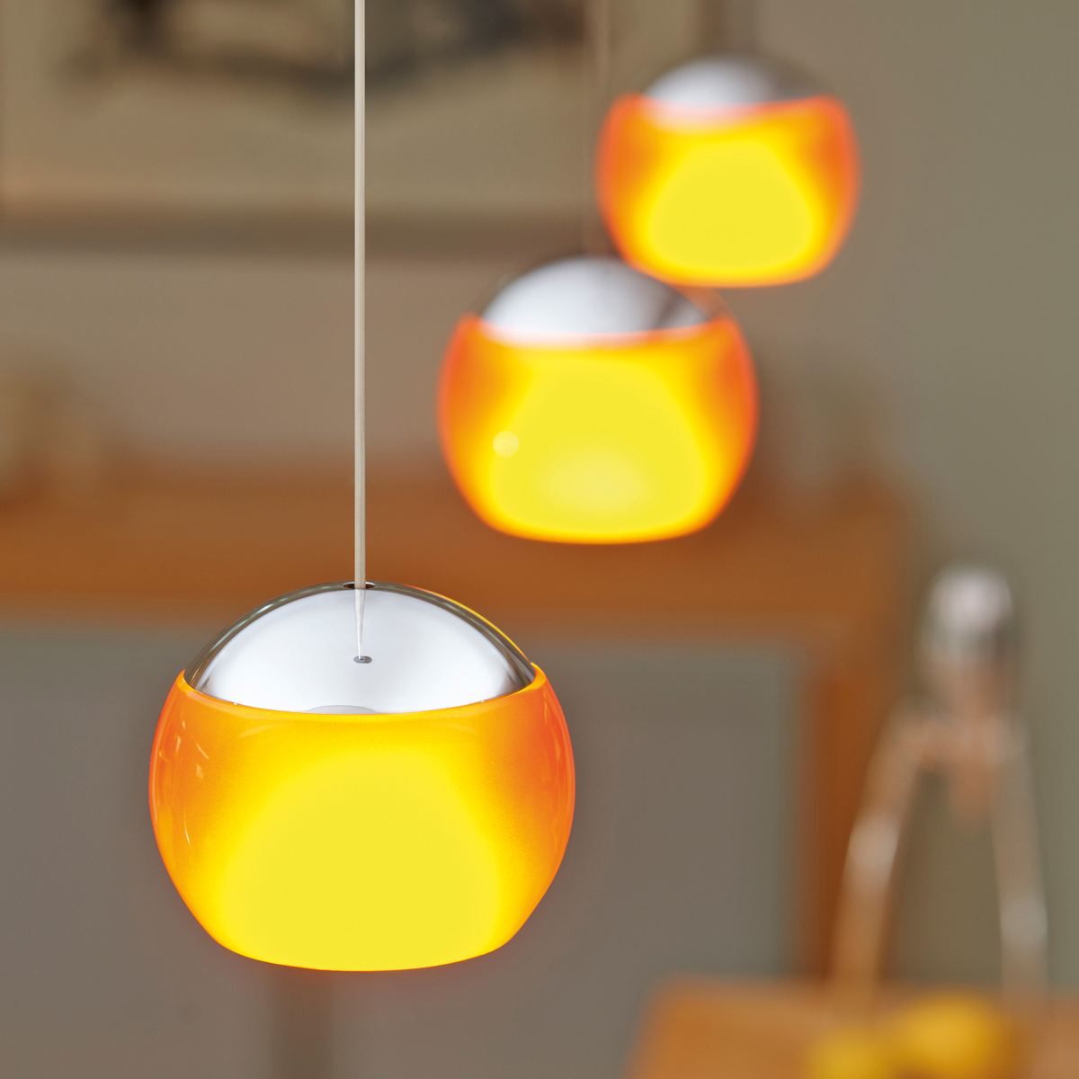 Oligo Balino LED Pendelleuchte, Chrom / orange glänzend