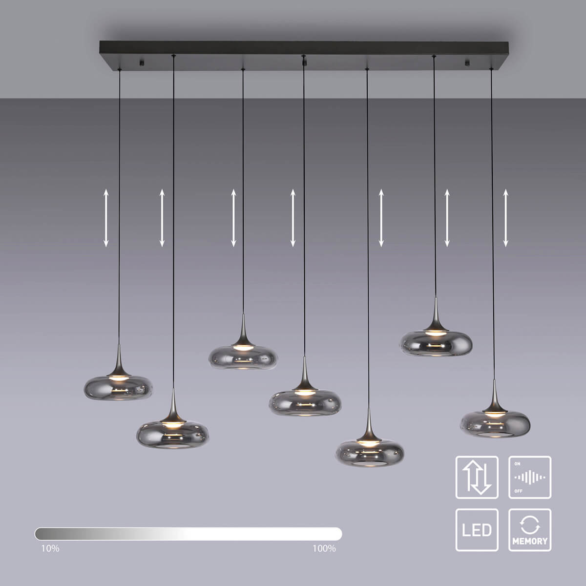 Posh LED Pendelleuchte, 7-flg.