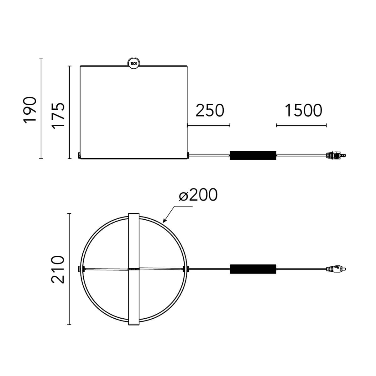 Flos To-Tie T1 LED Tischleuchte, Maßzeichnung