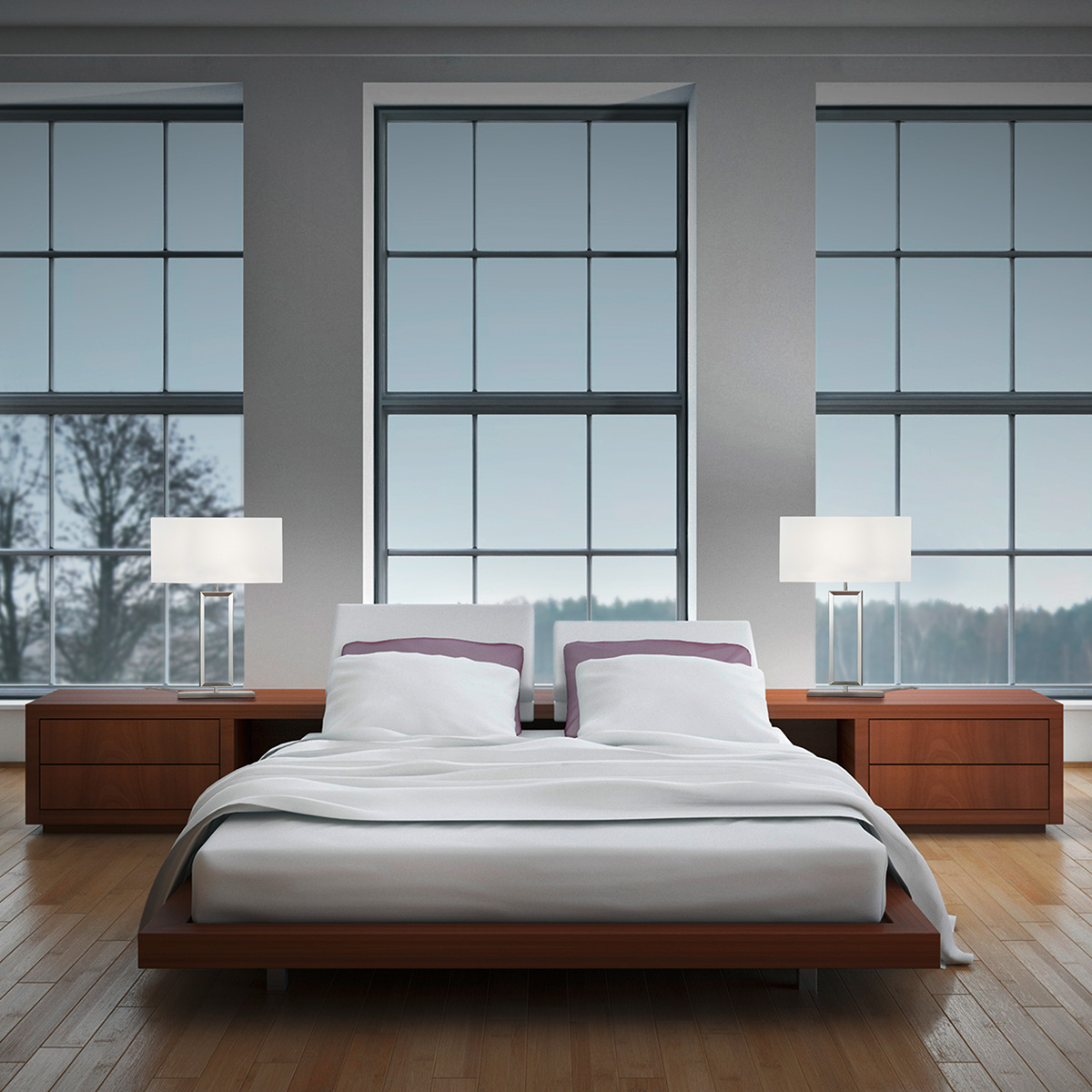 Helestra Enna 2 Tischleuchte, Höhe: 53 cm, Chintz weiß / Nickel blank